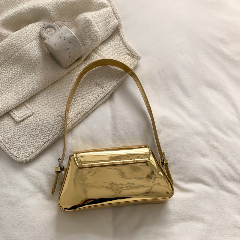 Glossy Metallic Leather Underarm Handbags - Onlymaker Everyday