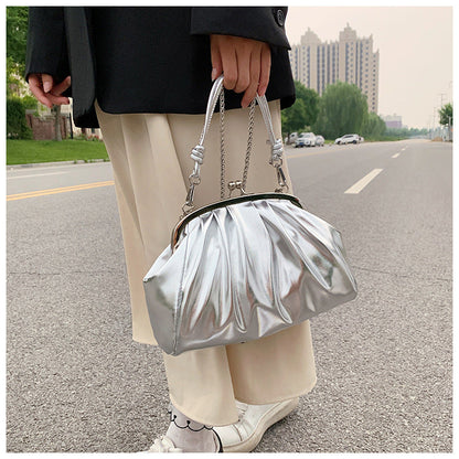 Silver Metallic Colore Crossbody Handbag - Onlymaker Trending