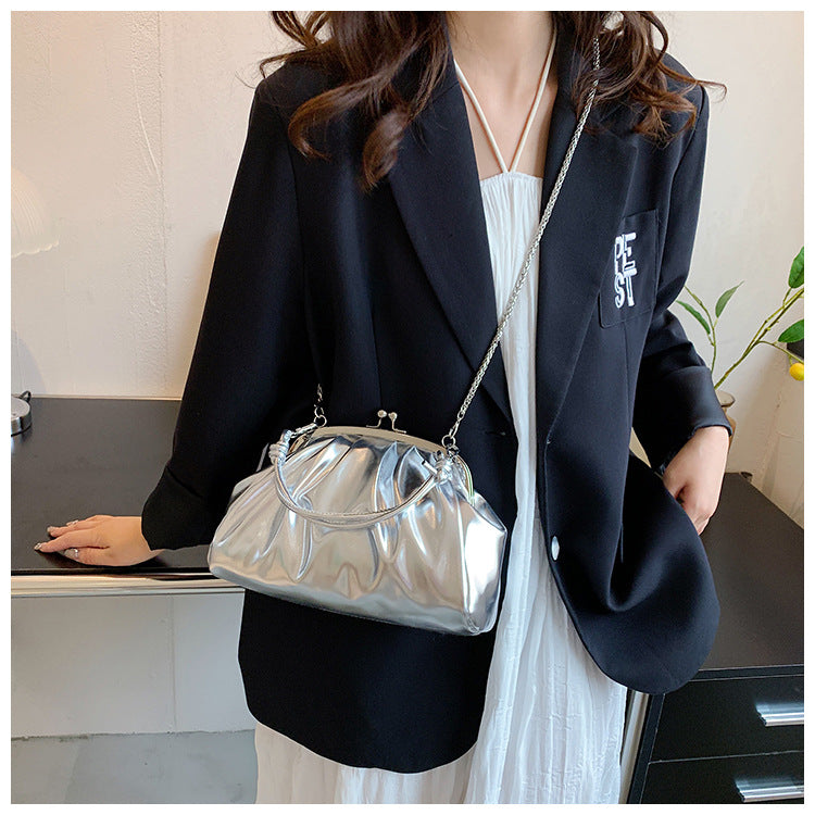 Silver Metallic Colore Crossbody Handbag - Onlymaker Trending