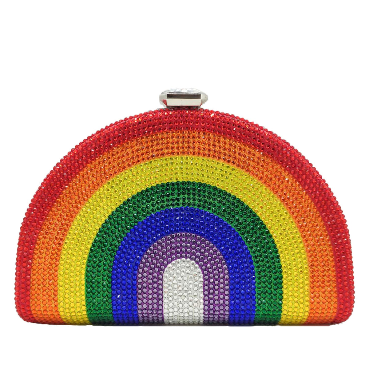 Rainbow Rhinestone Semi-circular Handbag - Onlymaker Premium