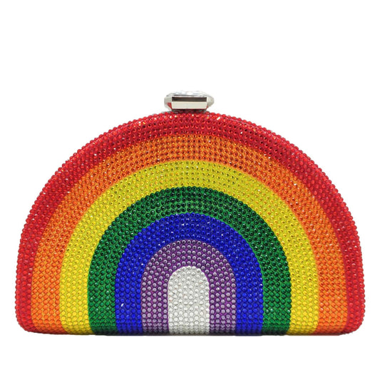 Rainbow Rhinestone Semi-circular Handbag - Onlymaker Premium