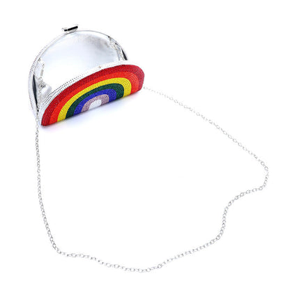 Rainbow Rhinestone Semi-circular Handbag - Onlymaker Premium