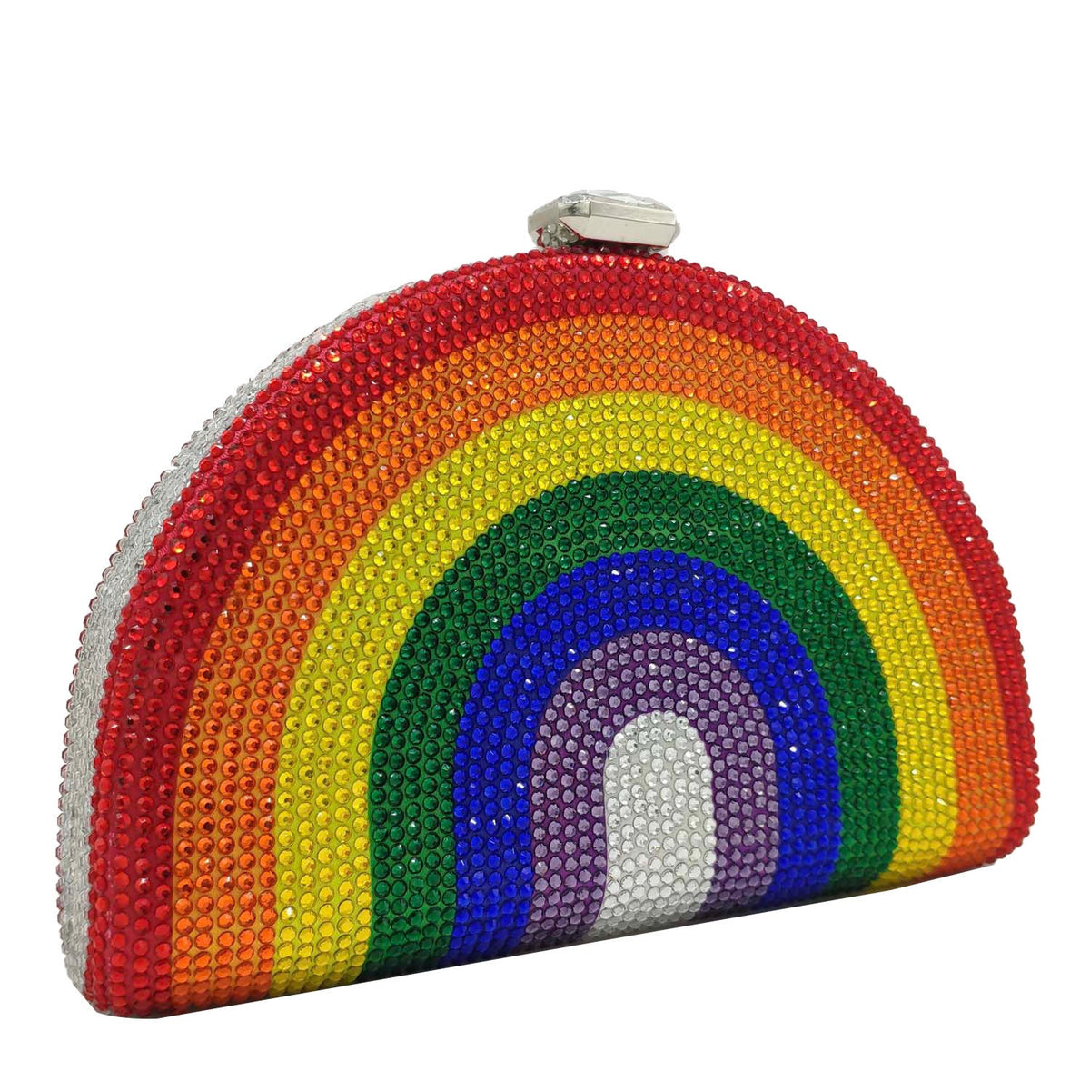 Rainbow Rhinestone Semi-circular Handbag - Onlymaker Premium