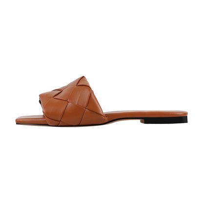 Open Toe Slip on Flat Slipper - Onlymaker Quality
