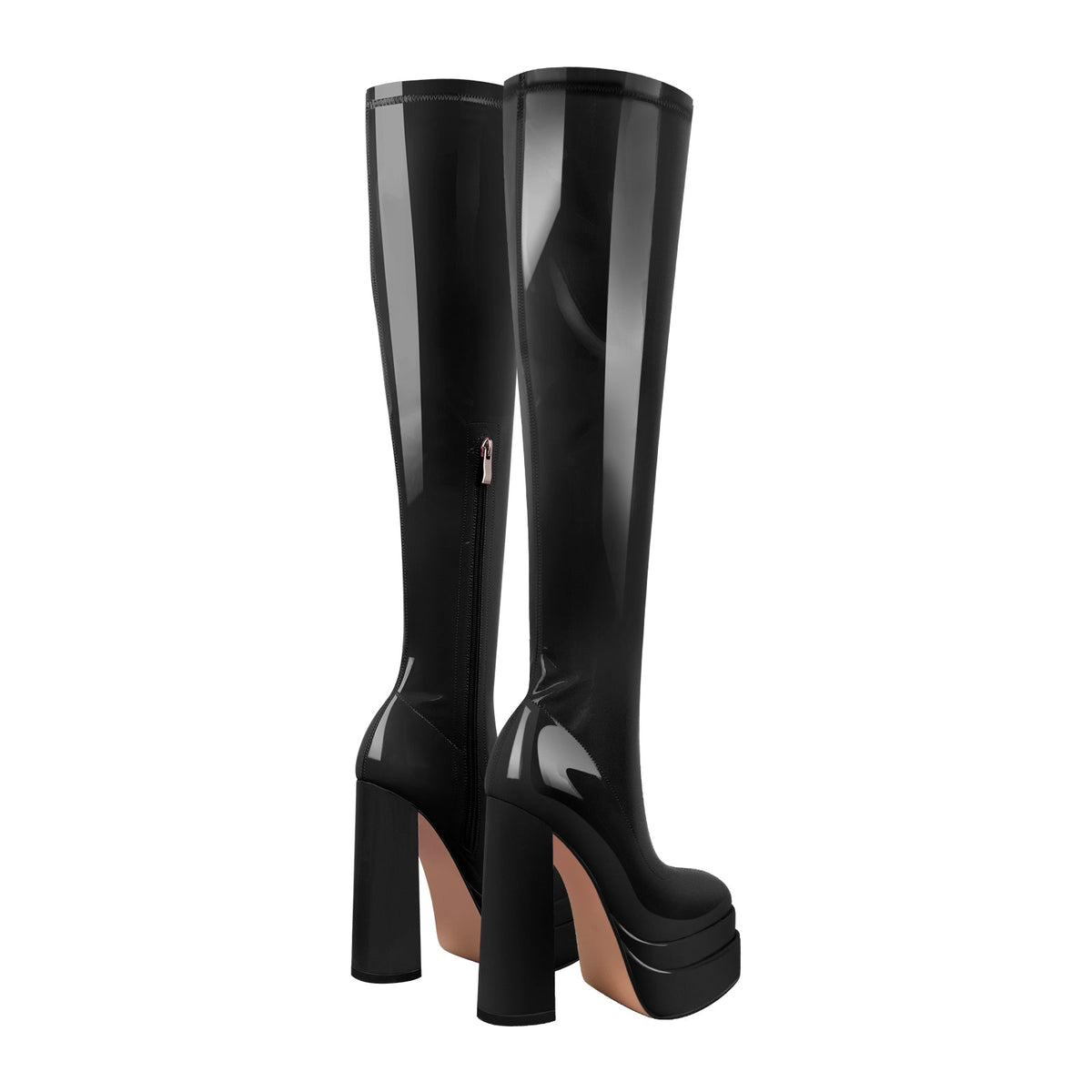 Patent Leather Platform Knee High Boots - Onlymaker Smart Buy