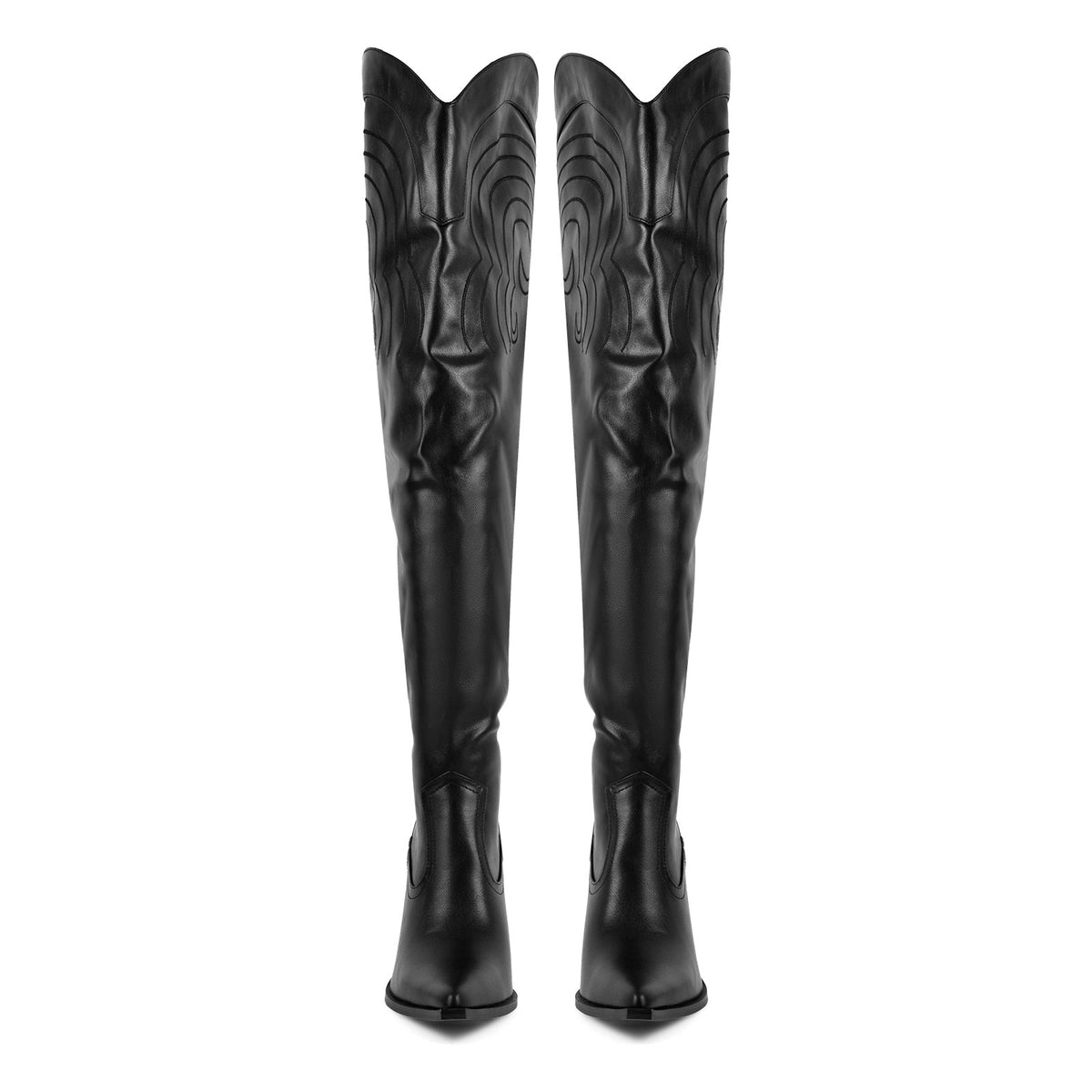 Pointed Toe Back Lace-up Thigh High Western Boots - Onlymaker Customer Favorite