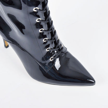 Pointed Toe Buckle Strap Lace-up Thigh High Boots - Onlymaker Everyday