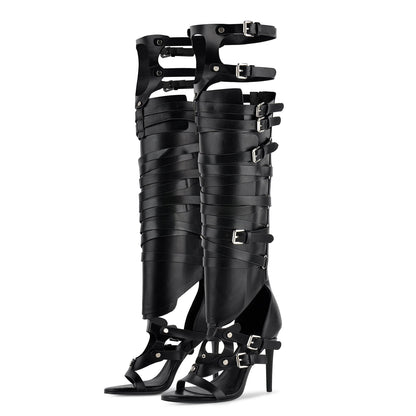 Gladiator Multi Buckles Thigh High Boots Sandals - Onlymaker Best Seller