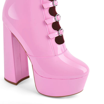 Platform Multibuckle Strap Knee High Boots - Onlymaker Top Pick