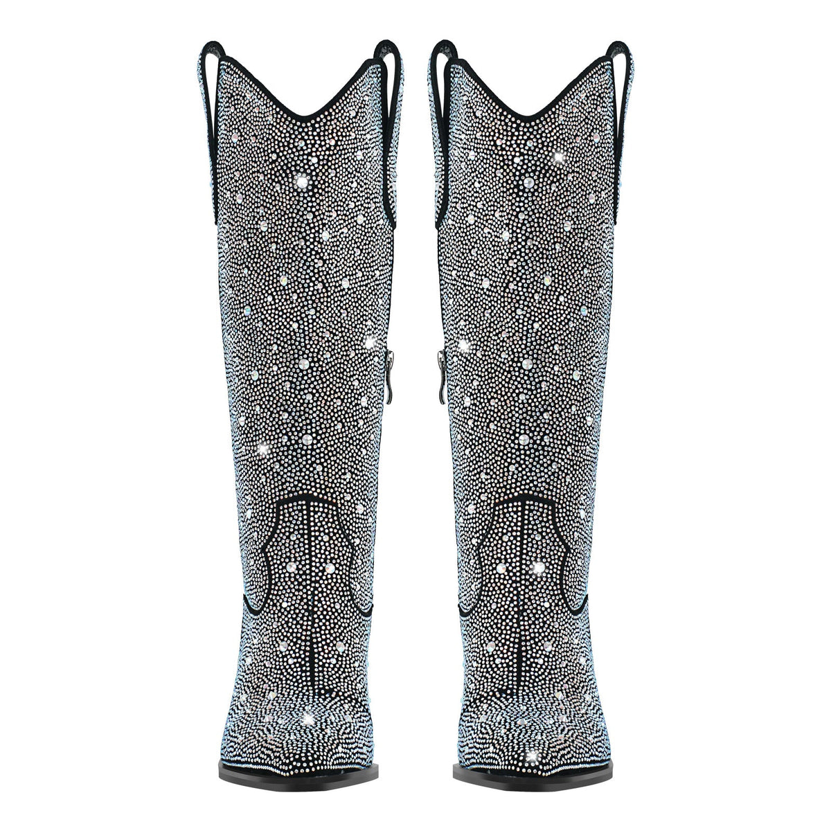 Rhinestone Pointed Toe Knee High Western Boots - Onlymaker Essential