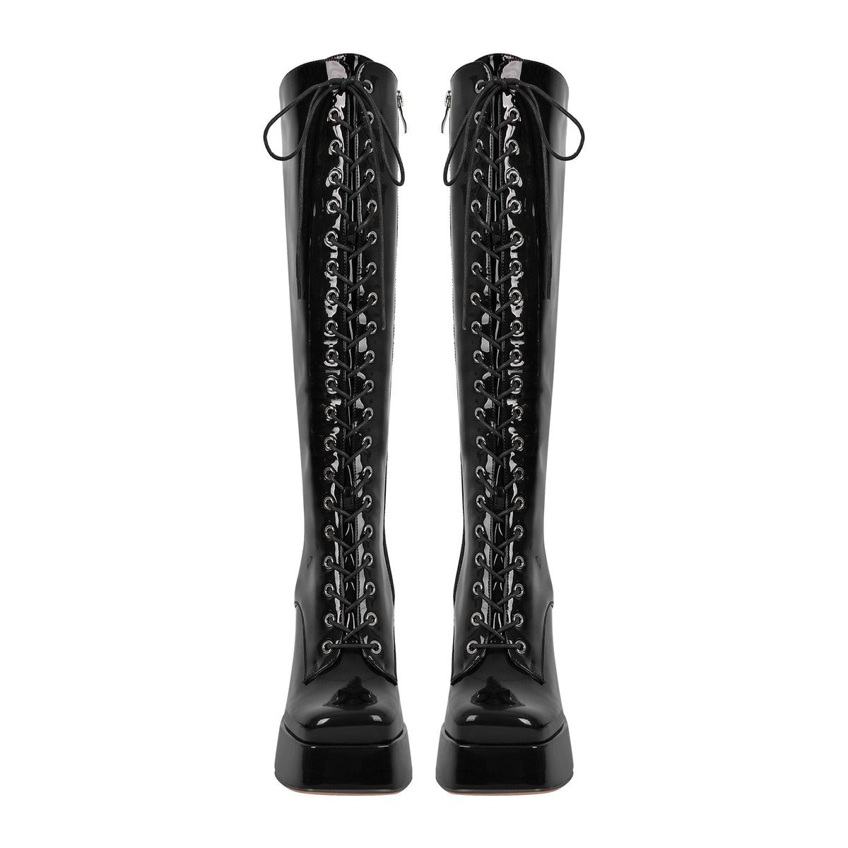 Square Toe Lace up Chunky Heels Boots - Onlymaker Hot Sale