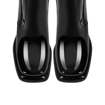 Platform Square Toe Chunky Heel Knee High Boots - Onlymaker Deals