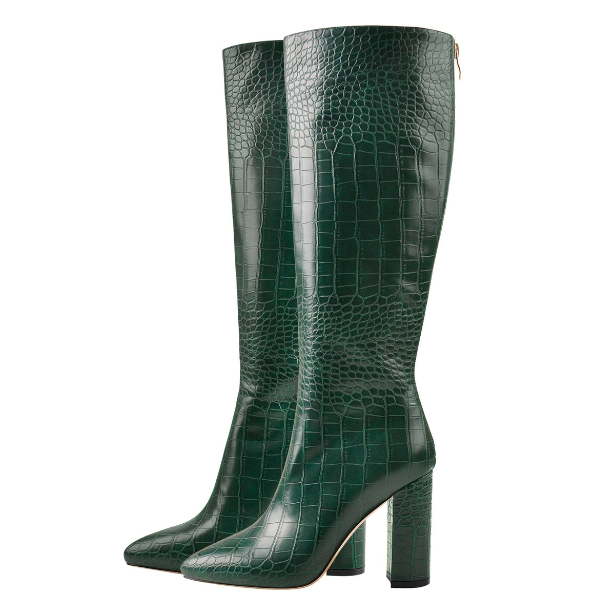 Pointed Toe Stone Pattern Chunky Boots - Onlymaker Signature