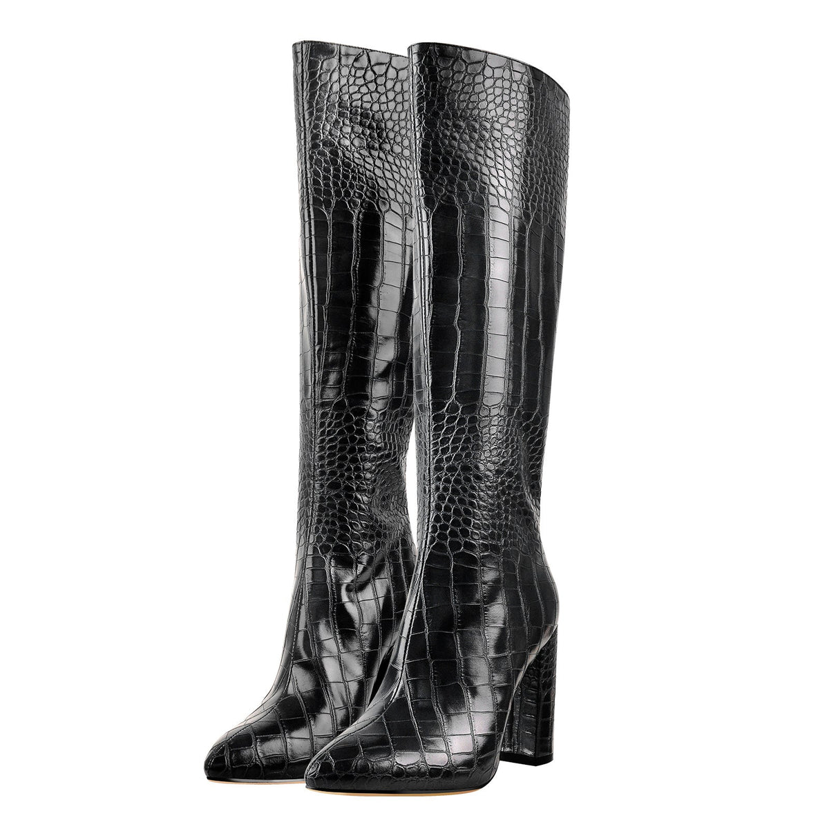 Pointed Toe Stone Pattern Chunky Boots - Onlymaker Signature