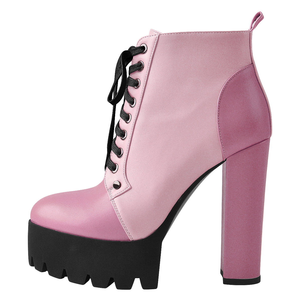 Platform Split Joint Lace-up Chunky Heel Ankle Boots - Onlymaker Premium