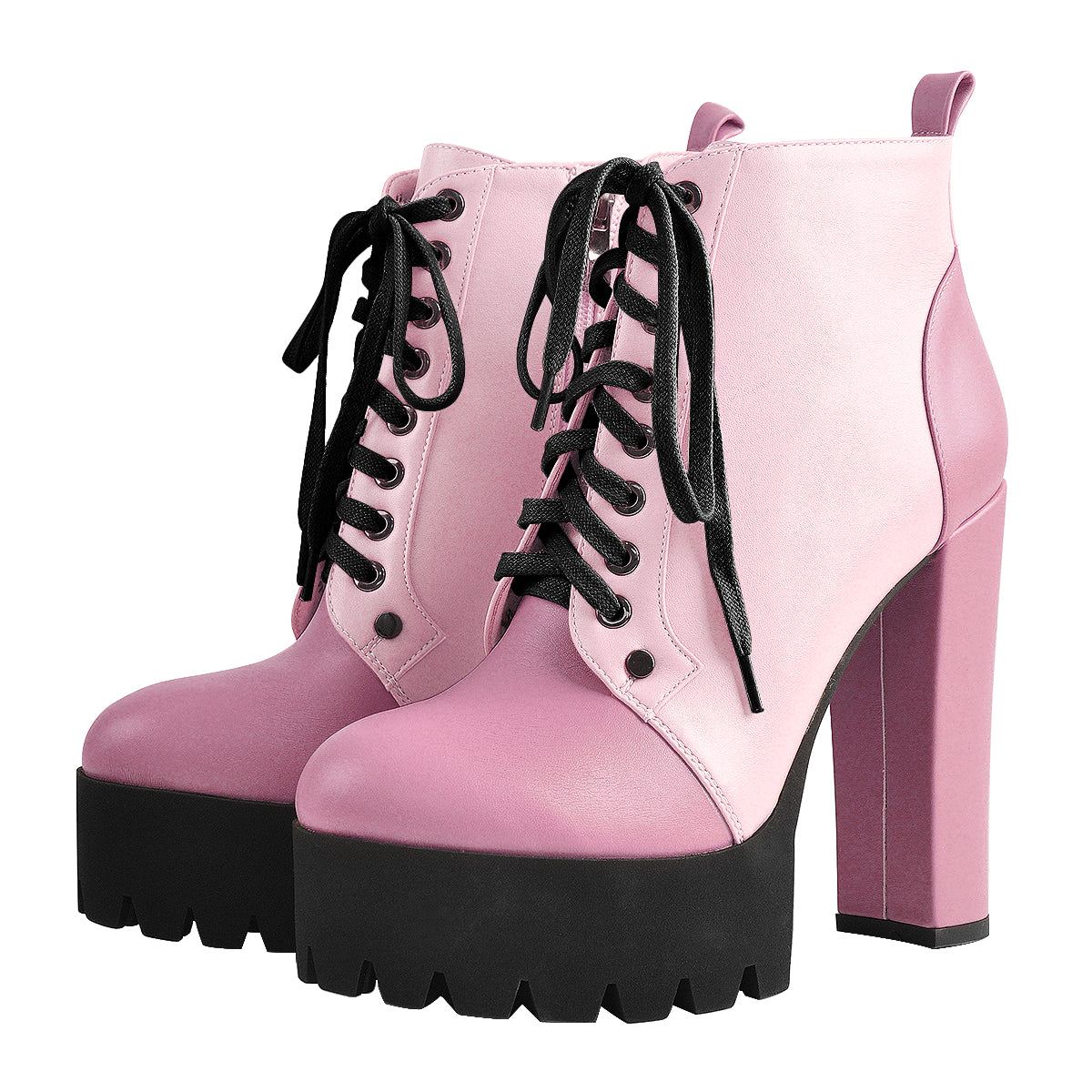 Platform Split Joint Lace-up Chunky Heel Ankle Boots - Onlymaker Premium
