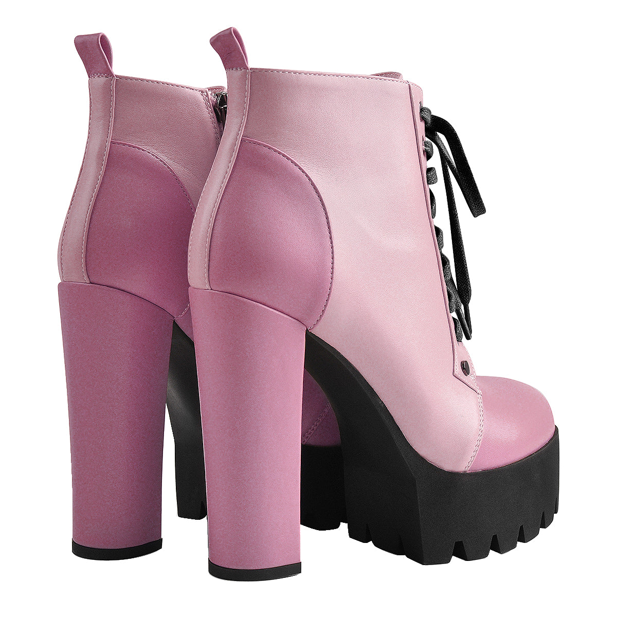Platform Split Joint Lace-up Chunky Heel Ankle Boots - Onlymaker Premium