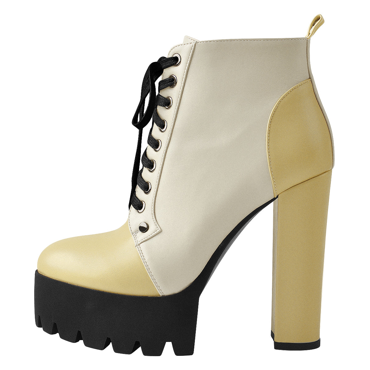 Platform Split Joint Lace-up Chunky Heel Ankle Boots - Onlymaker Premium