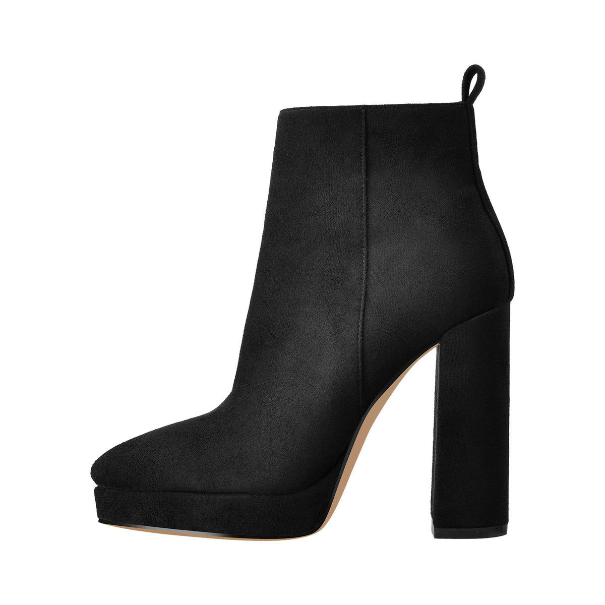 Suede Pointed Toe Chunky Heel Ankle Boots - Onlymaker Popular
