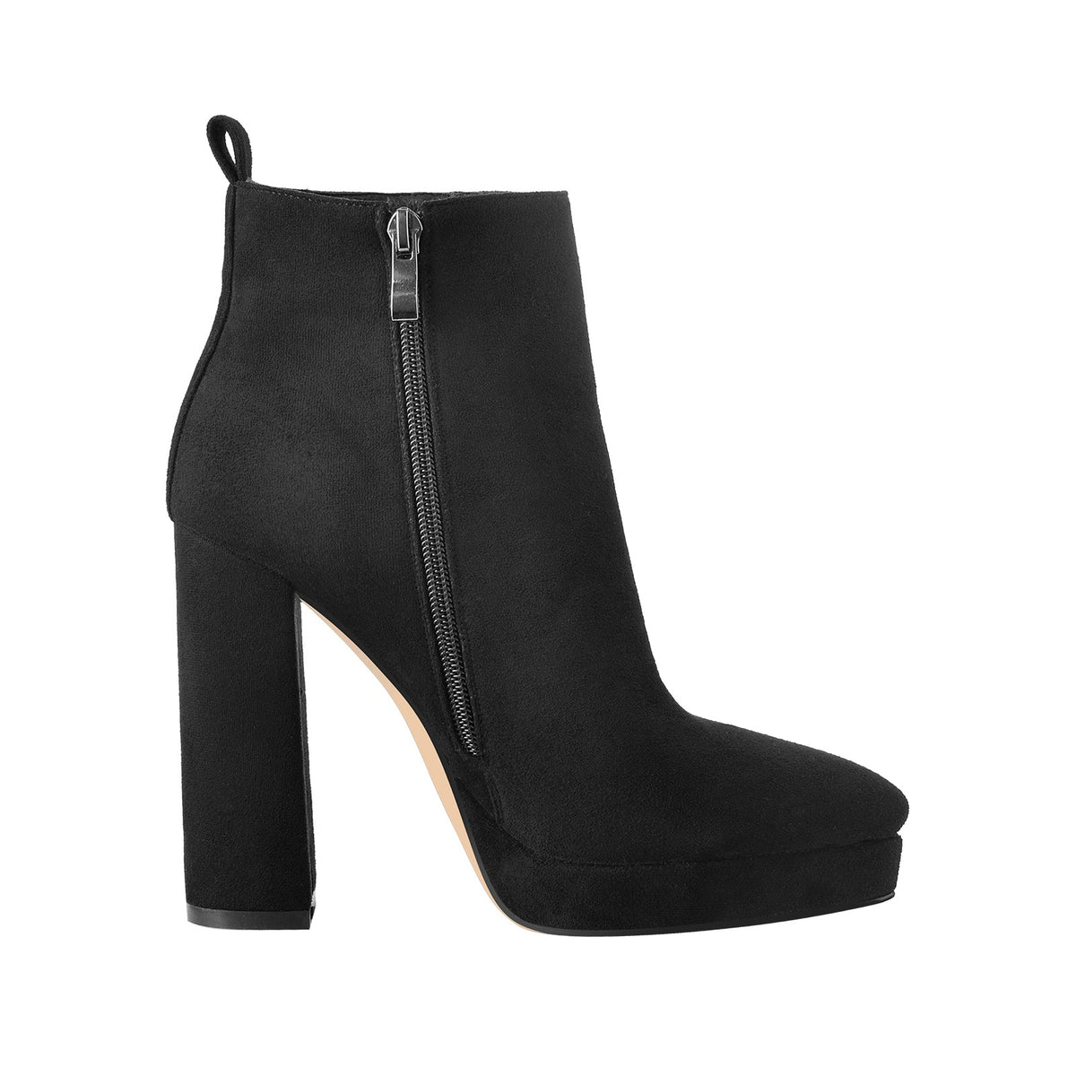 Suede Pointed Toe Chunky Heel Ankle Boots - Onlymaker Popular