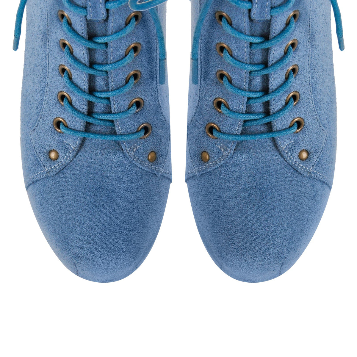 Blue Suede Platform Chunky Heel Ankle Boots - Onlymaker Recommended