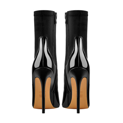 Pointed Toe Minimalistic Stretch Stiletto Ankle Boots - Onlymaker Value
