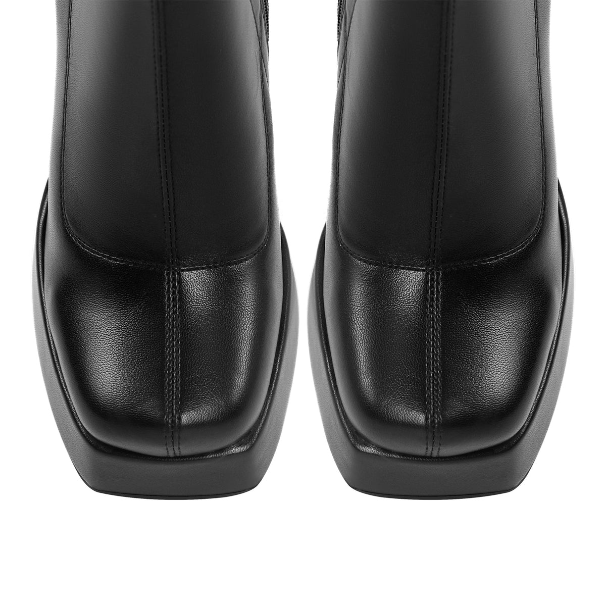 Square Toe Chunky Platform Zipper Ankle Boots - Onlymaker Sale