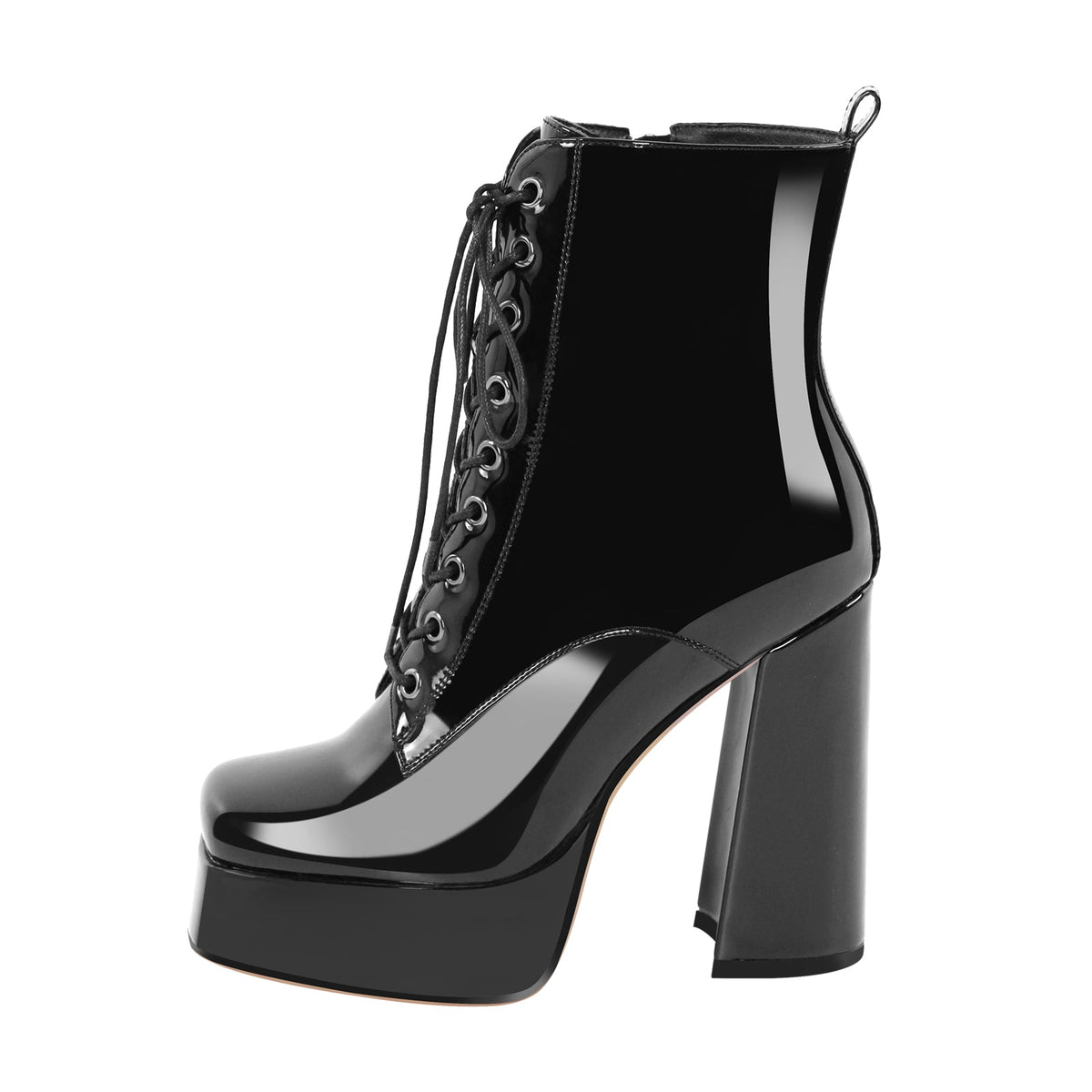Chunky Heels Platform Lace up Metallic Ankle Boots - Onlymaker Trusted