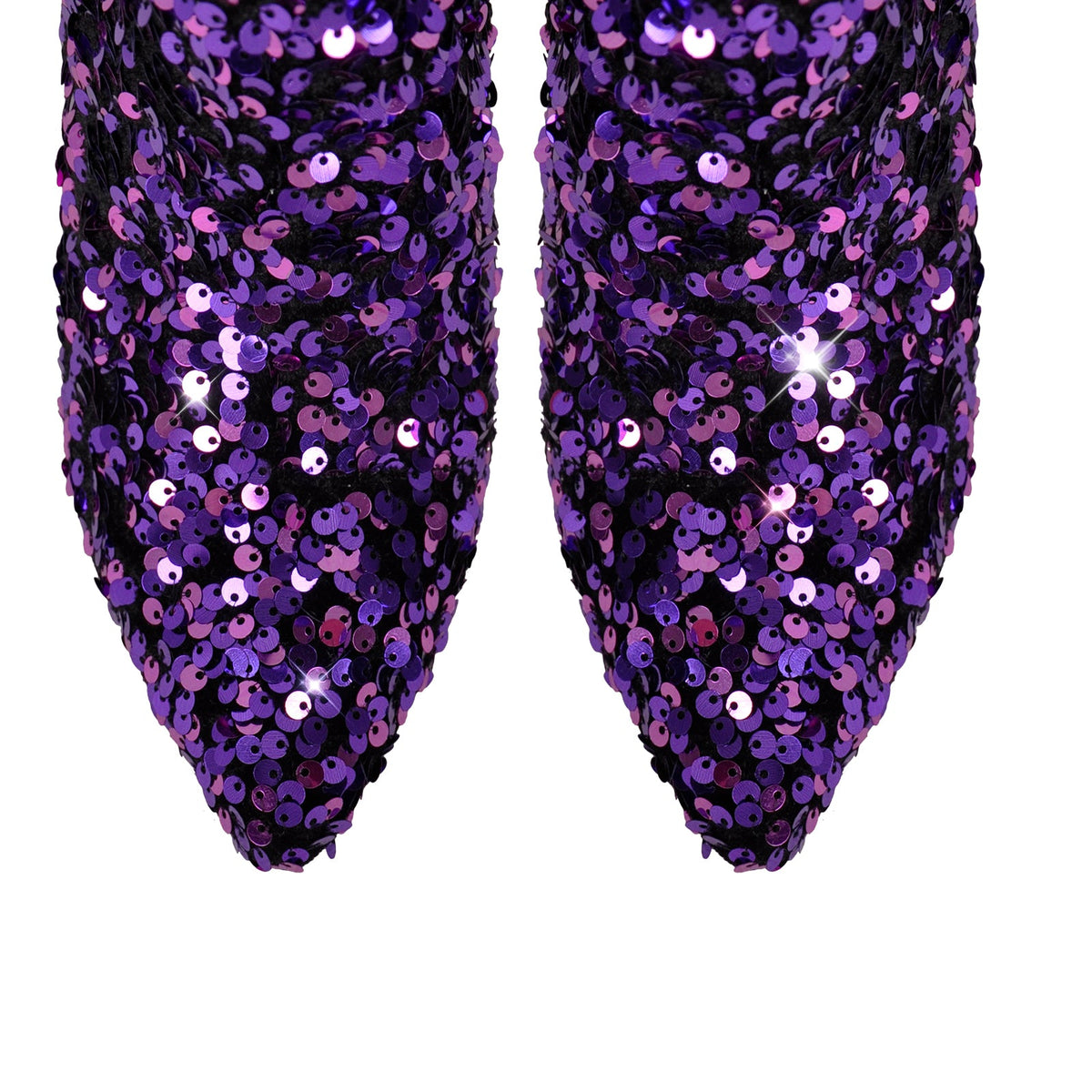 Sequin Pointed Toe Chunky Heel Ankle Boots - Onlymaker Trending