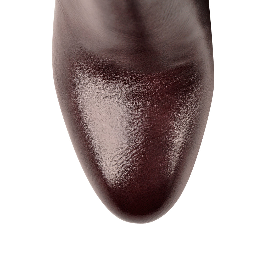 Round Toe Crinkle Knee High Chunky Heels Boots - Onlymaker Signature