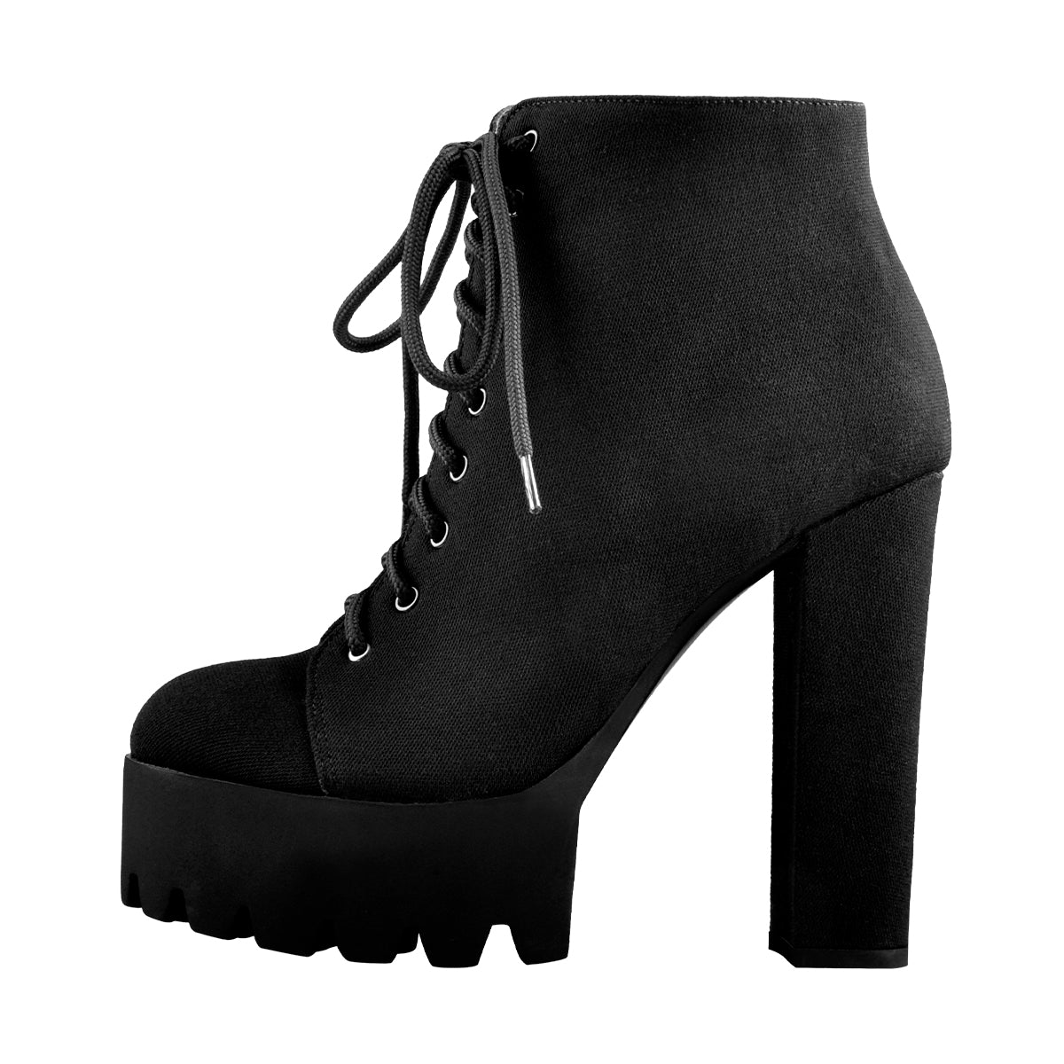 Platform Round Toe Lace Up Chunky High Heels Suede Ankle Boots - Onlymaker Best Price