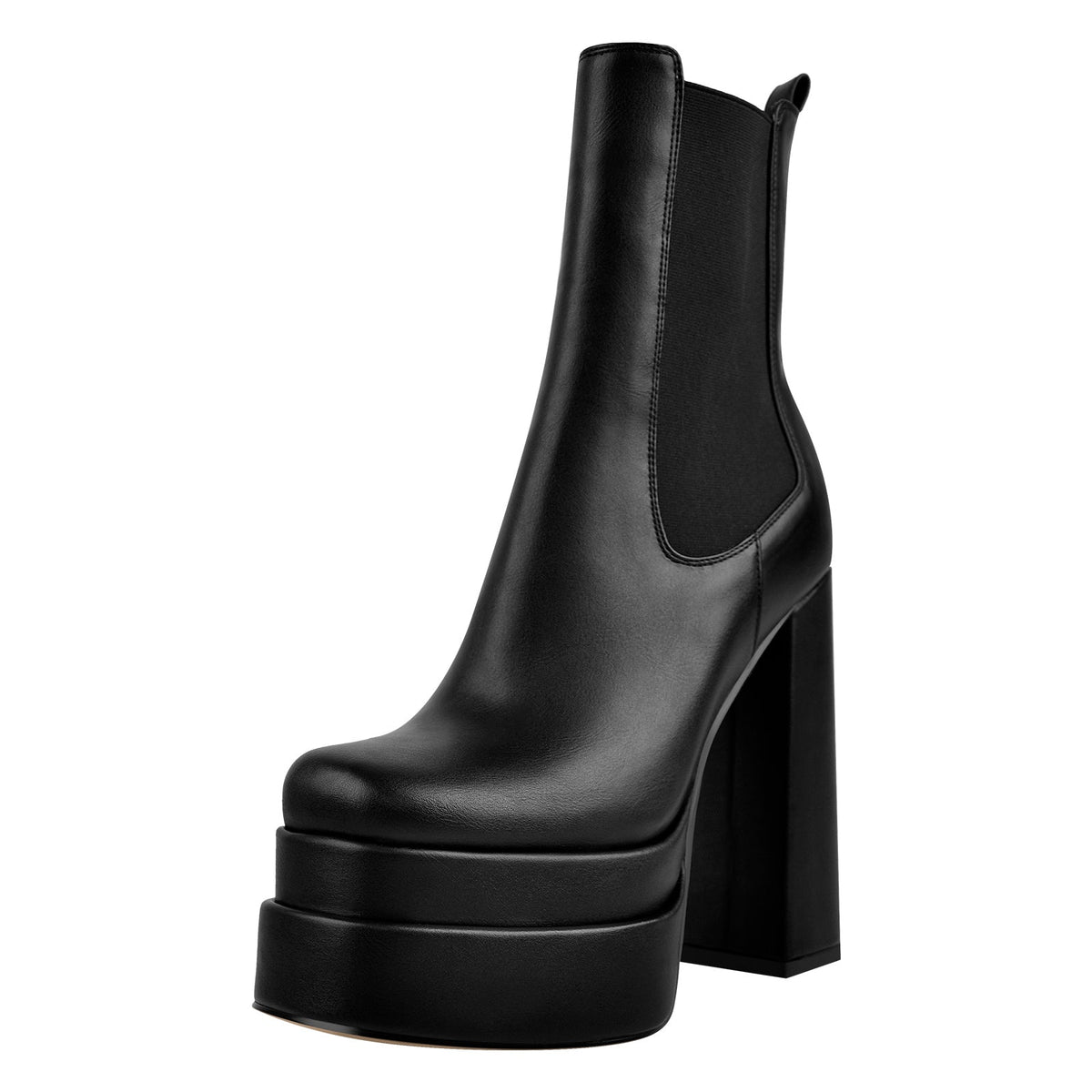 Double Platform Elastic Zipper Chunky Heel Ankle Boots - Onlymaker Recommended