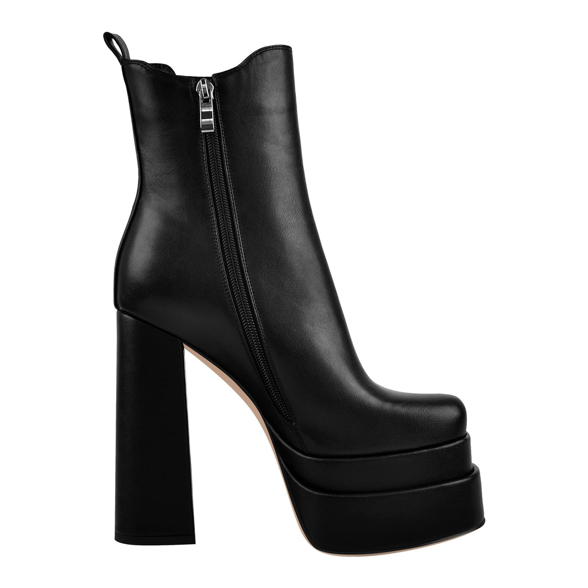 Double Platform Elastic Zipper Chunky Heel Ankle Boots - Onlymaker Recommended