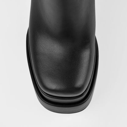 Double Platform Elastic Zipper Chunky Heel Ankle Boots - Onlymaker Recommended