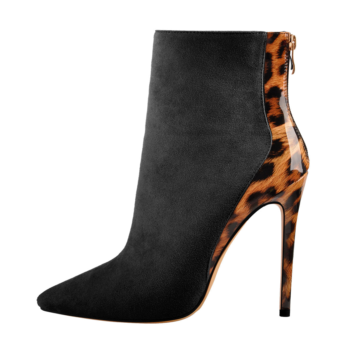 Red Suede Patent Leather Stitching Pointed Toe Ankle boots - Onlymaker Top Pick