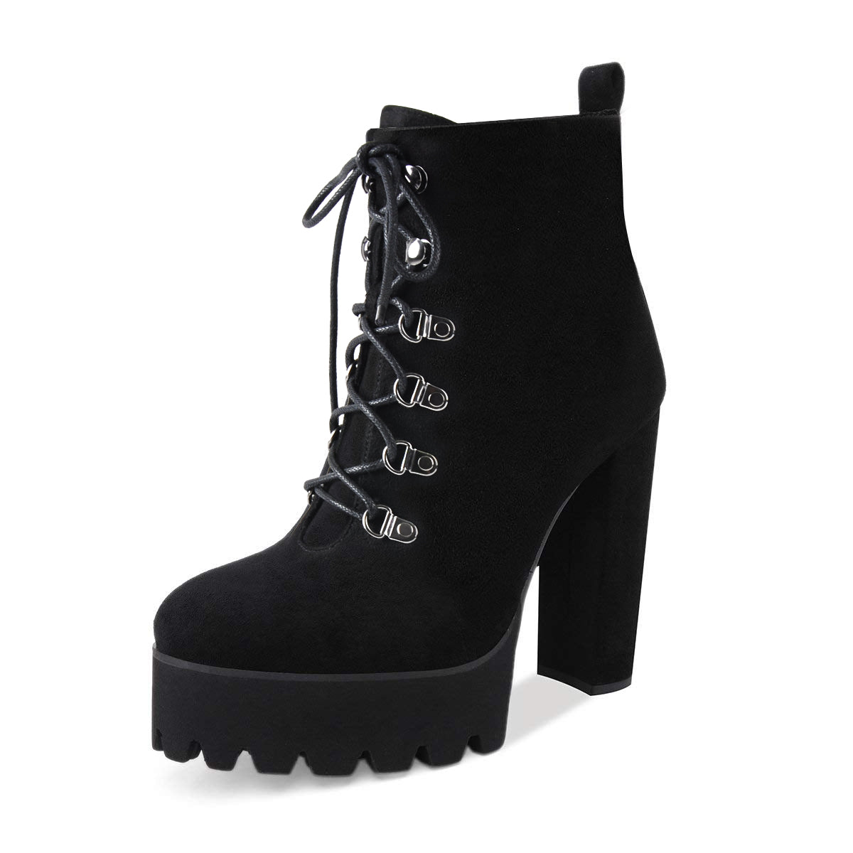 Black Heeled Work Boots Cool Booties - Onlymaker Trusted