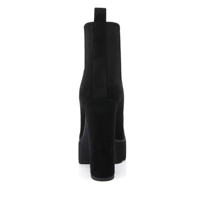 Black Heeled Work Boots Cool Booties - Onlymaker Trusted