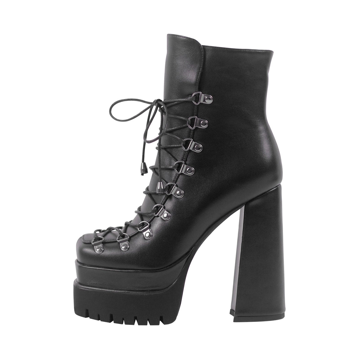 Double Platform Side Zipper Lace-up Ankle Boots - Onlymaker Best Price