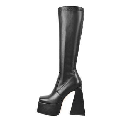 Platform Triangle Heel Thigh Knee High Boots - Onlymaker Classic