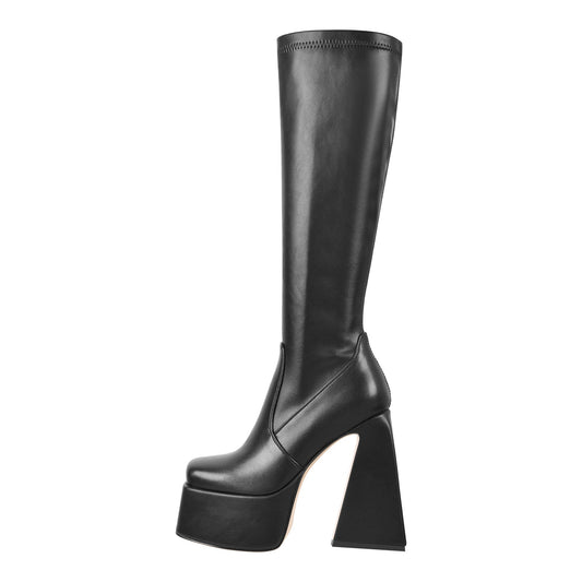 Platform Triangle Heel Thigh Knee High Boots - Onlymaker Classic
