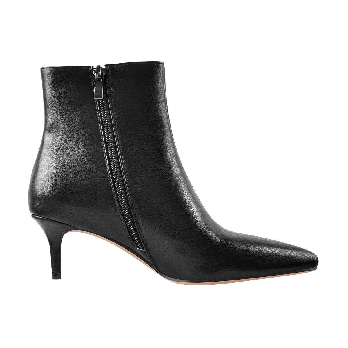 Black Pointed Toe Zipper Kitten Heel Boots - Onlymaker Best Seller