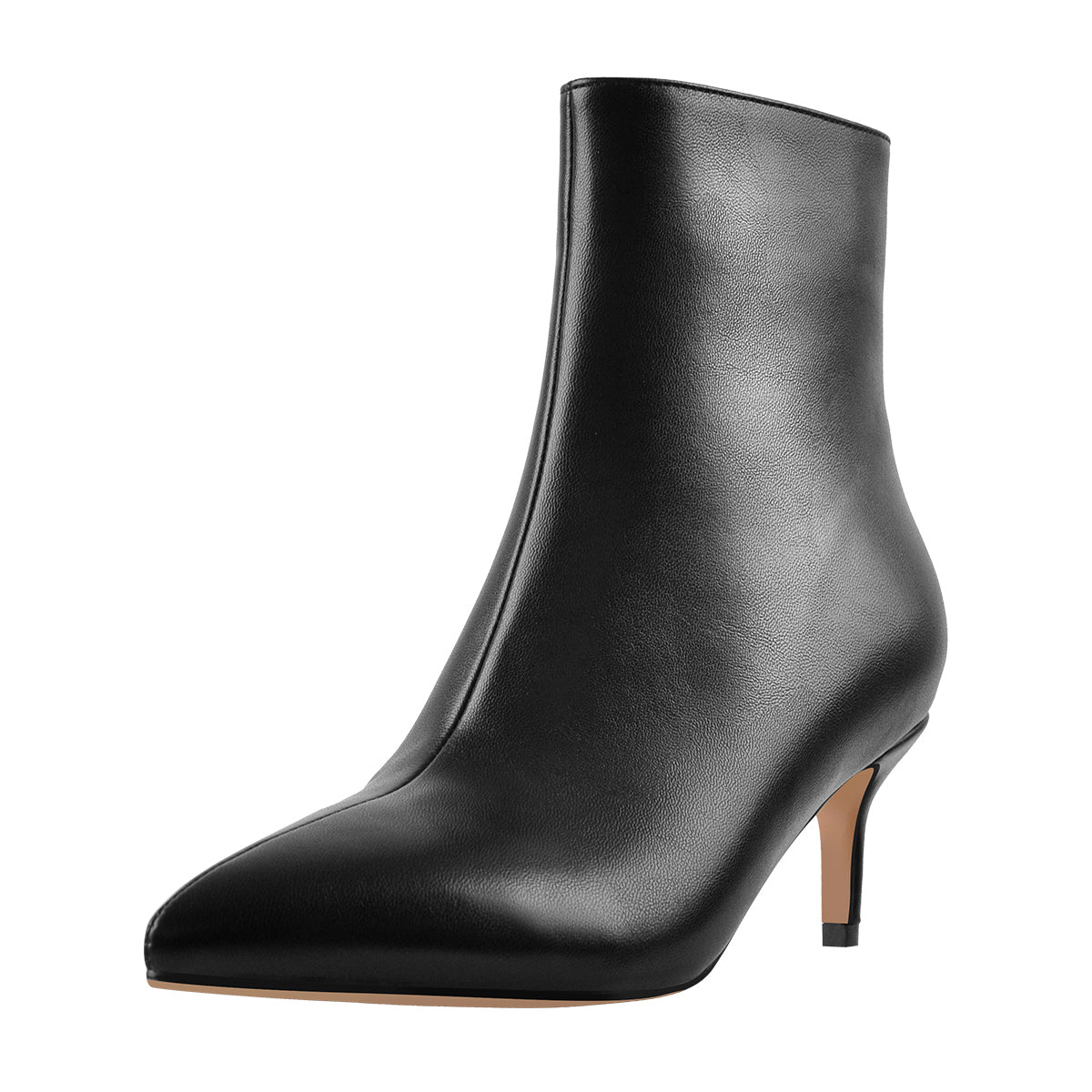 Black Pointed Toe Zipper Kitten Heel Boots - Onlymaker Best Seller