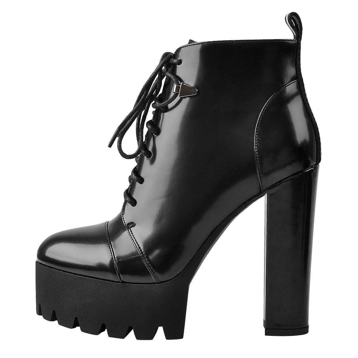 Black Platform Chunky Heels Ankle Boots - Onlymaker Signature