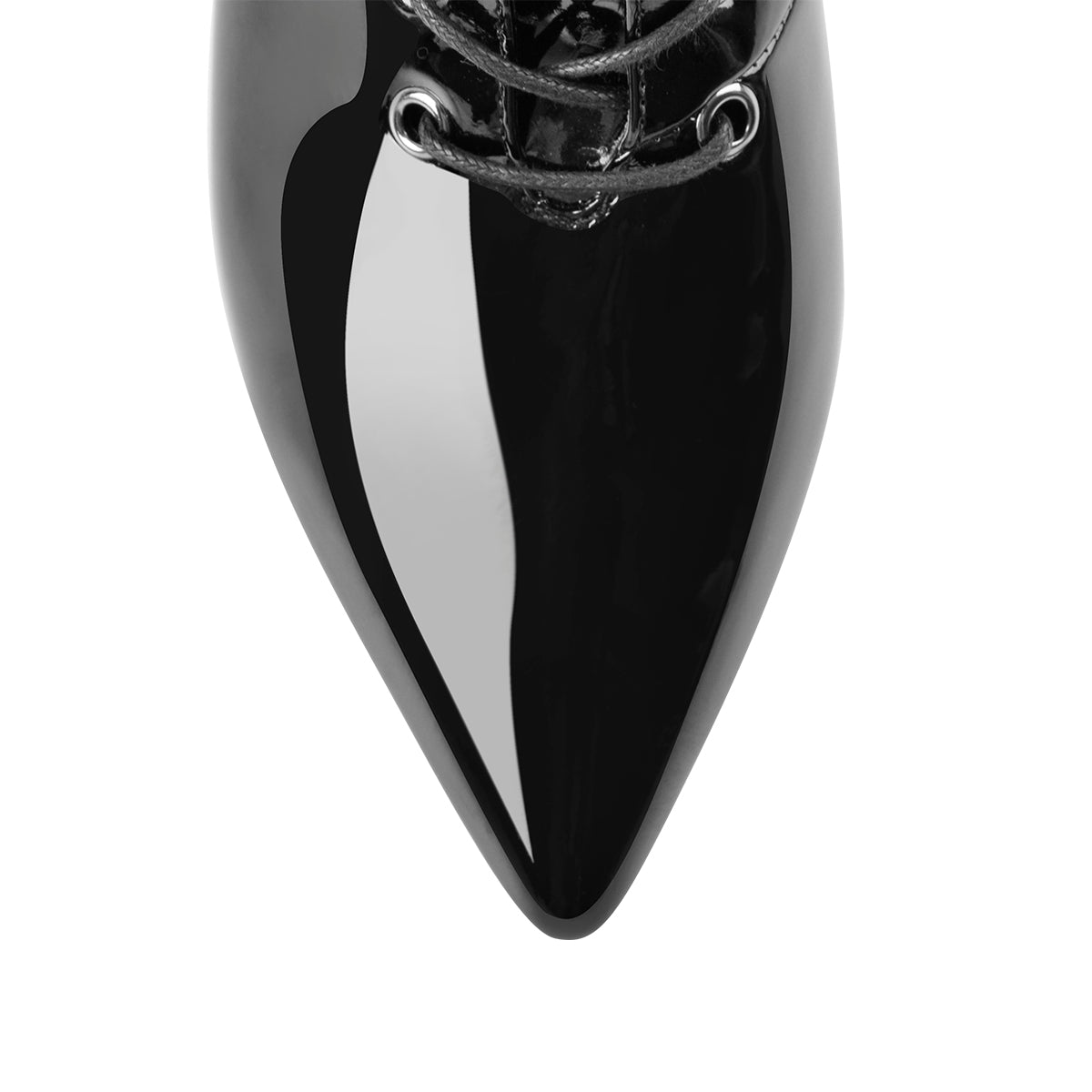 Patent Leather Pointed Toe Knee High Mid Heel Boots - Onlymaker Signature