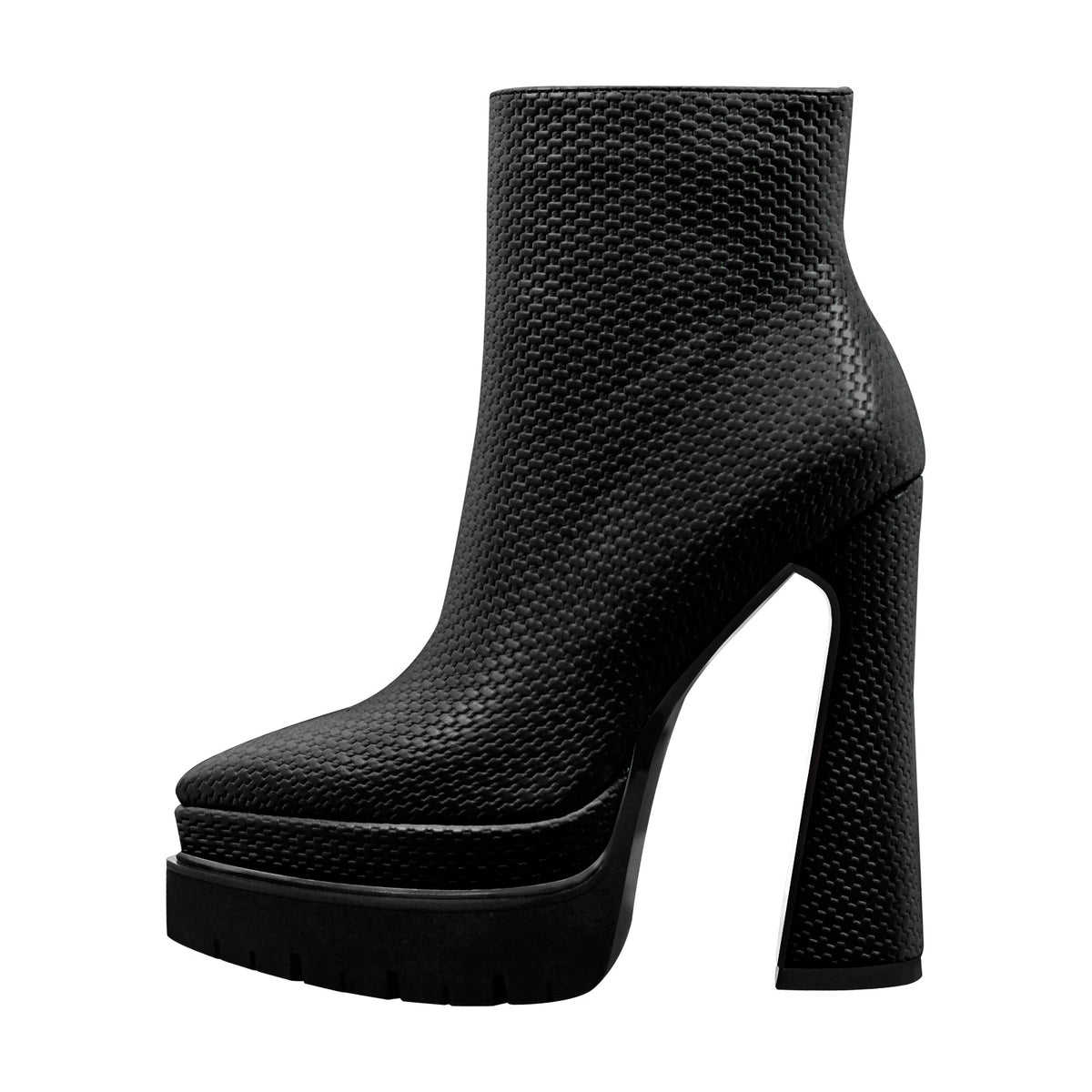 Double Platform Pointed Toe Zipper Ankle Boots - Onlymaker Signature