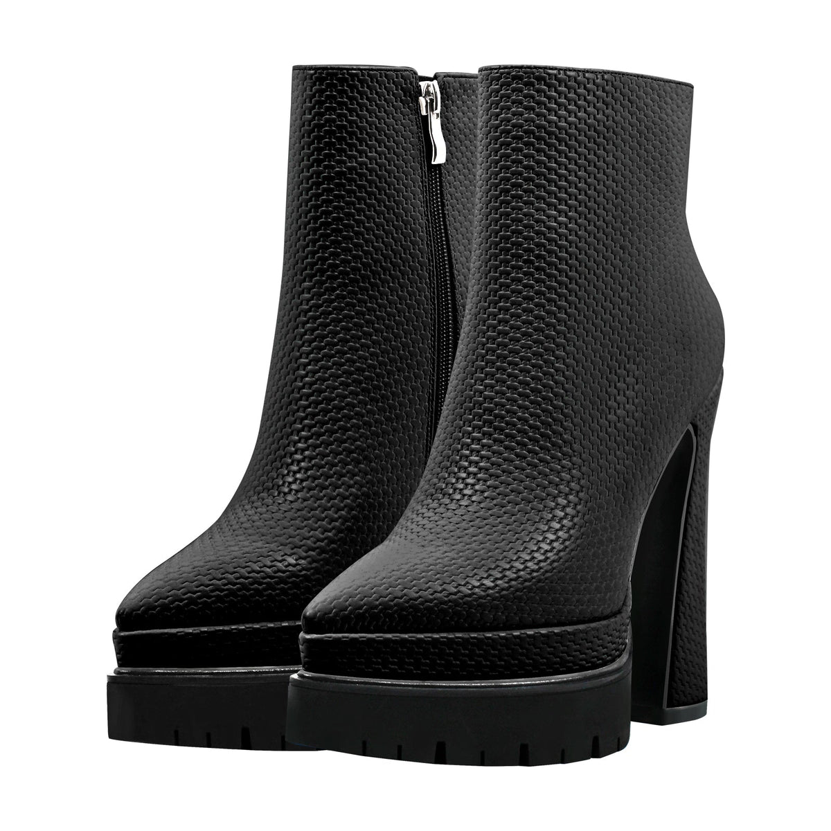 Double Platform Pointed Toe Zipper Ankle Boots - Onlymaker Signature