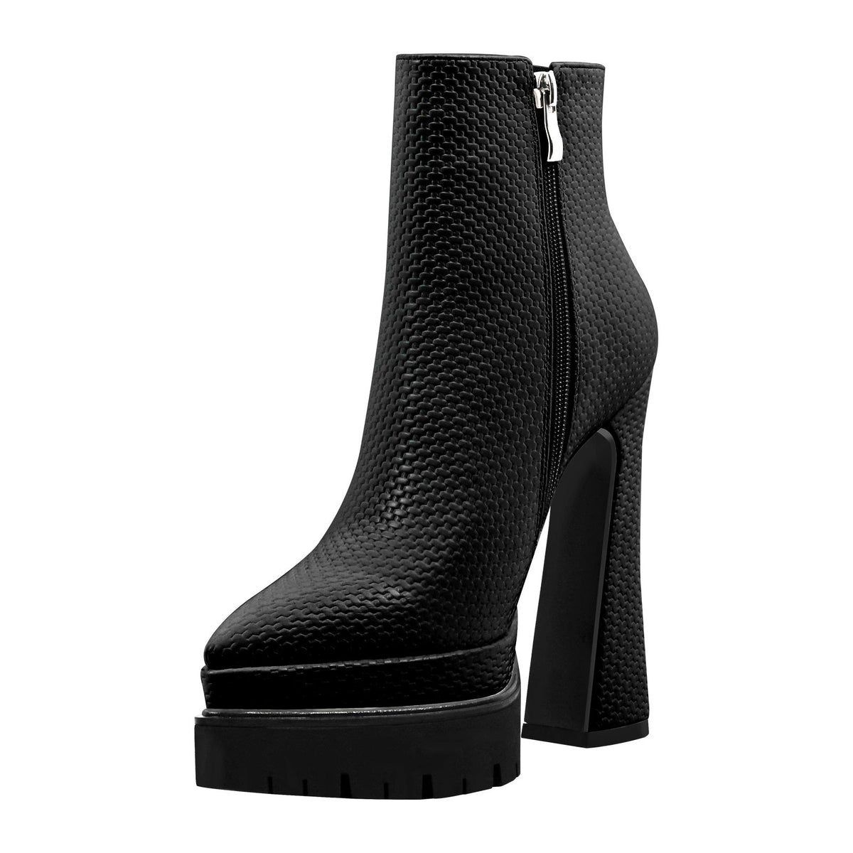 Double Platform Pointed Toe Zipper Ankle Boots - Onlymaker Signature