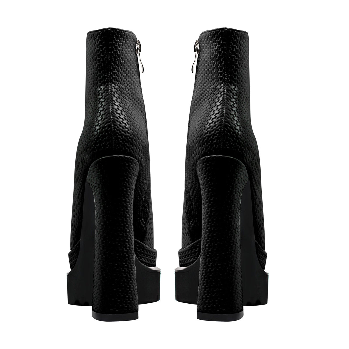 Double Platform Pointed Toe Zipper Ankle Boots - Onlymaker Signature