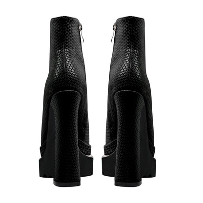 Double Platform Pointed Toe Zipper Ankle Boots - Onlymaker Signature