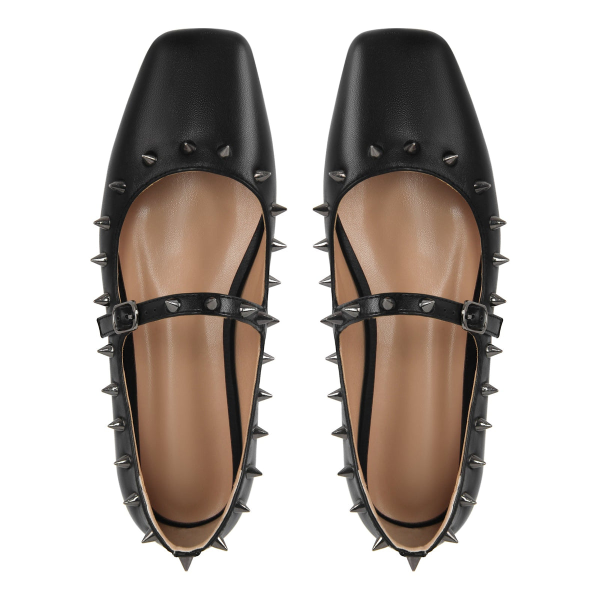 Square Toe Rivet Mary Jane Flats - Onlymaker Smart Buy